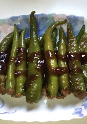 A picture of Stuffed Green Peppers | Kung Fu New Year Dish.
