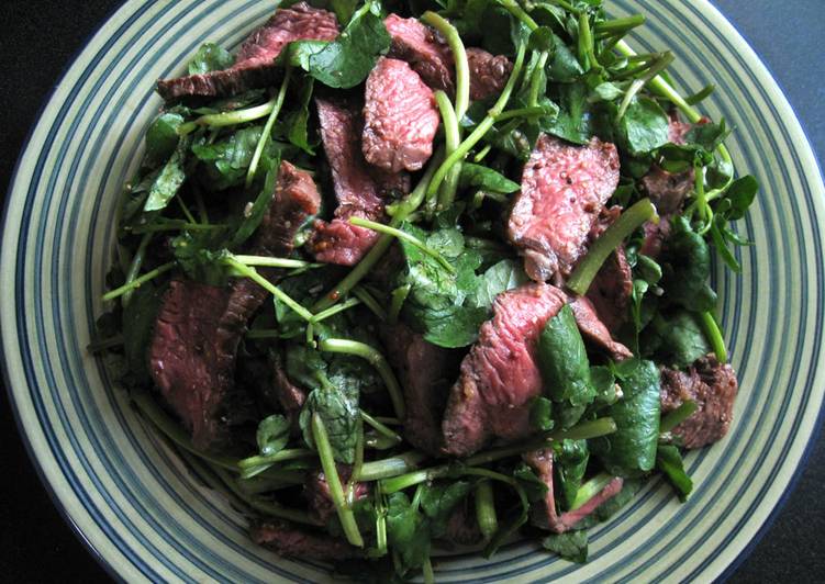 Steps to Make Homemade Beef &amp; Watercress Salad