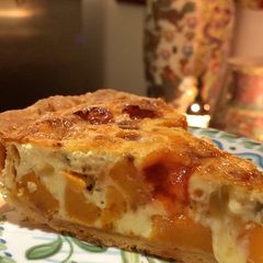 Quince paste and stilton quiche A picture of Quince paste and stilton quiche.
