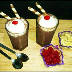 A picture of Cold choco with vanilla ice- cream.