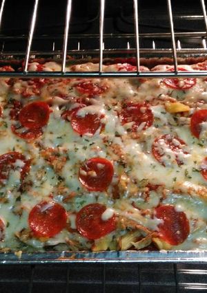 A picture of Shredded Chicken w/Pepperoni Pasta Bake.