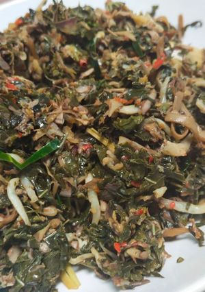 Foto resep Tumis daun ubi (singkong) dan jantung pisang