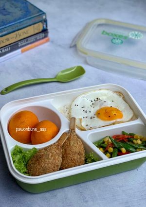 Foto resep Bento / Bekal Anak Sekolah (kaki naga, tumis buncis jagung manis)