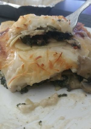 Una foto de Lasaña de champiñones y espinacas