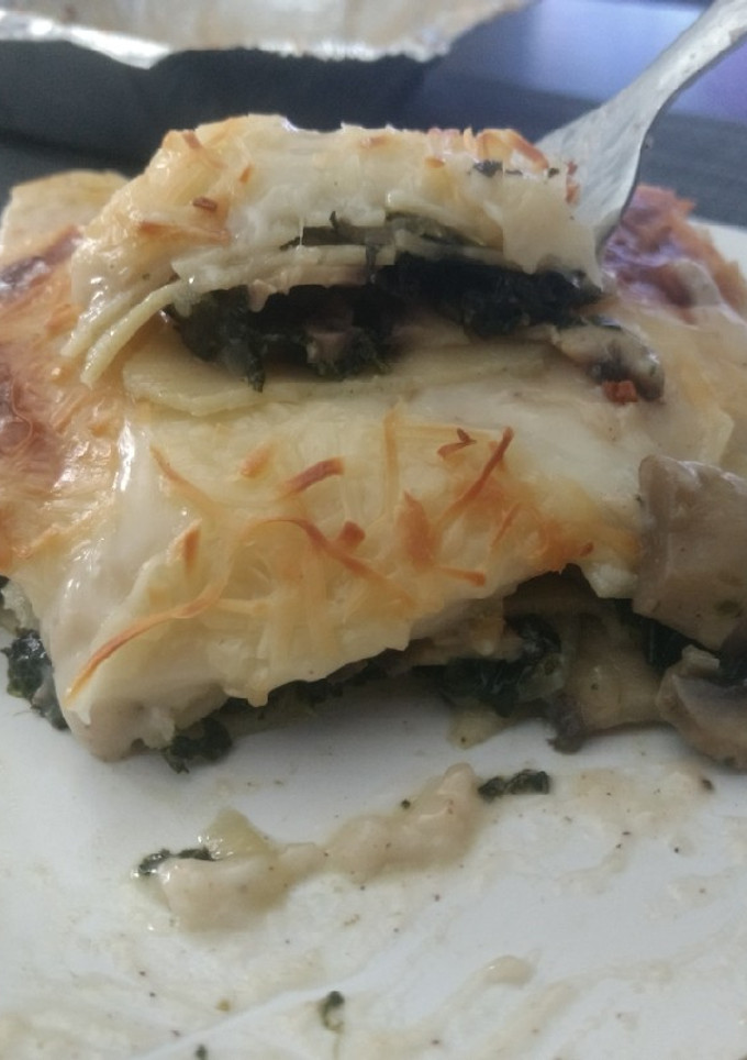 Una foto de Lasaña de champiñones y espinacas