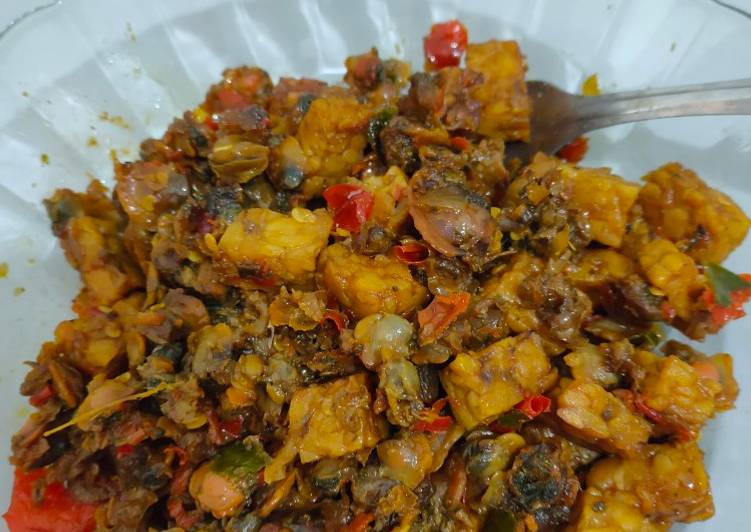 Resep Sambal goreng kerang pedes plus tempe Anti Gagal