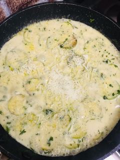 A picture of Zucchini in creamy lemon butter sauce.