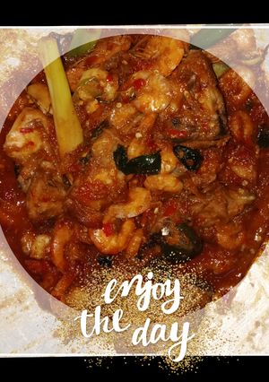 Foto resep Udang dan ayam saos padang