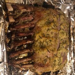 A picture of Rack of Lamb with Garlic and Rosemary.