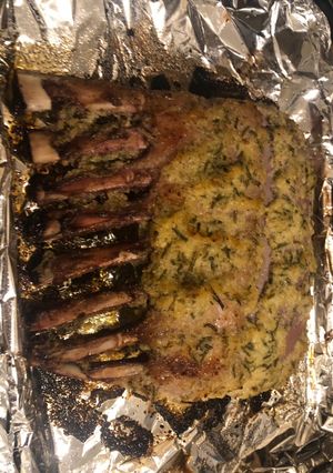 A picture of Rack of Lamb with Garlic and Rosemary.