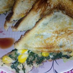 Spinach corn sandwich A picture of Spinach corn sandwich.