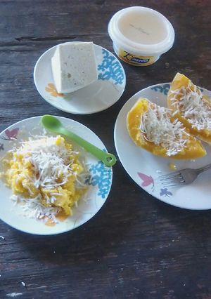 Una foto de Puré de auyama auyamita con queso rico desayuno