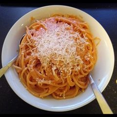 Penne alla Vodka except I used Spaghetti and don't like Alcohol A picture of Penne alla Vodka except I used Spaghetti and don't like Alcohol.