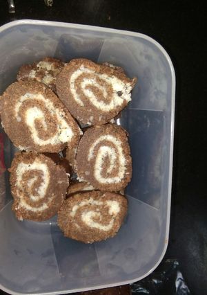 A picture of Chocolate coconut swiss roll.