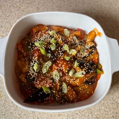 Sweet and sour aubergine A picture of Sweet and sour aubergine.