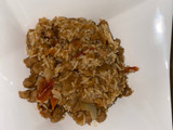 Arroz con soja texturizada y salsa de soja