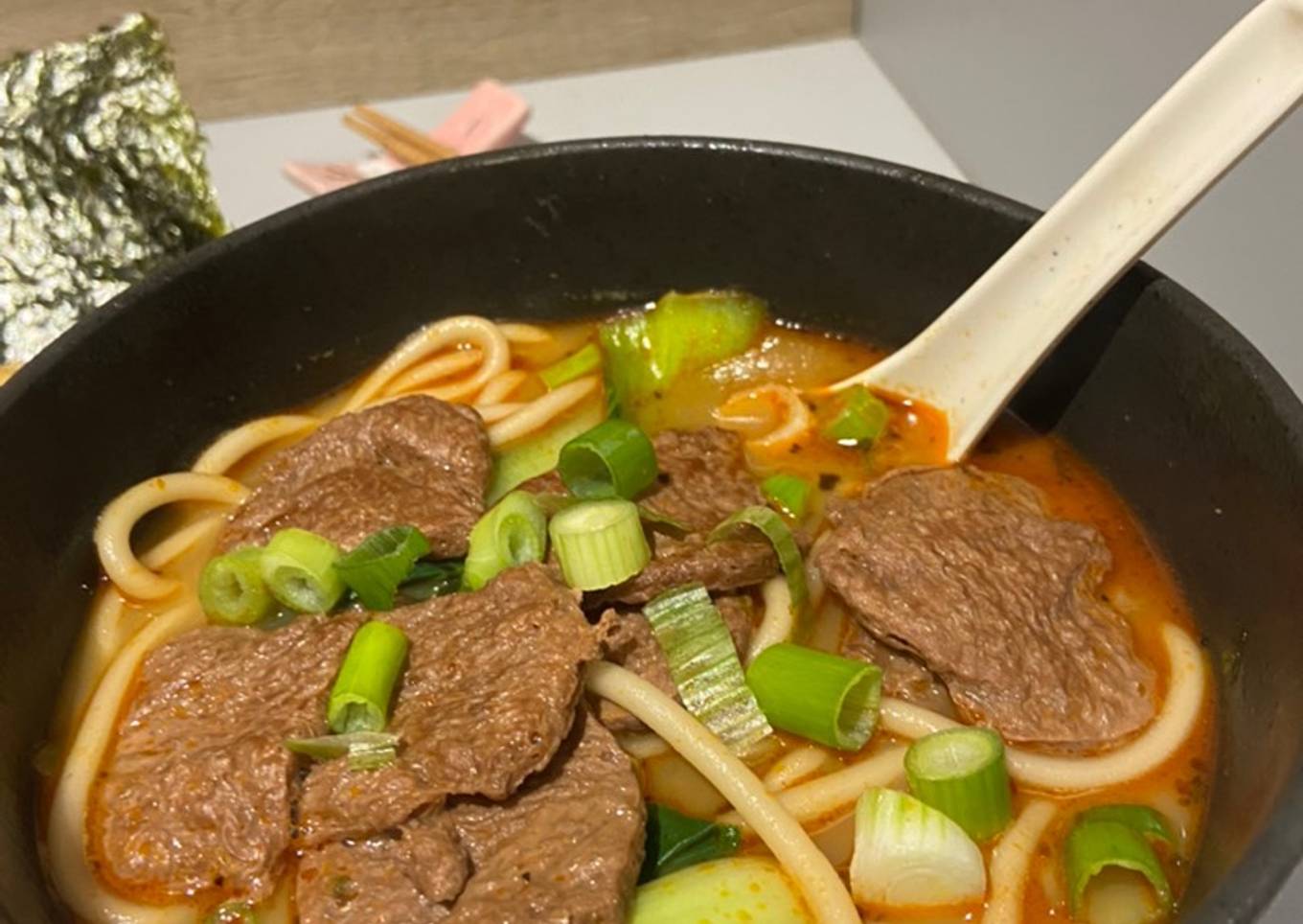 Vegan beef noodle soup