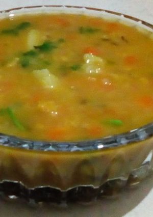 A picture of Chana dal vegetable curry.