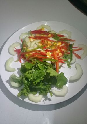 A picture of Sweetcorn, cucumber n lettuce salad # salad contest#.