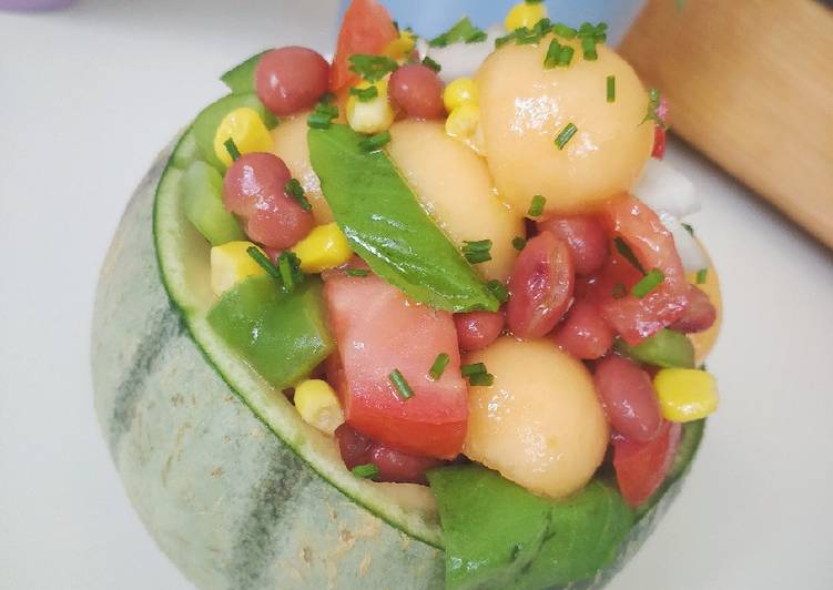 Ensalada de alubias y melón