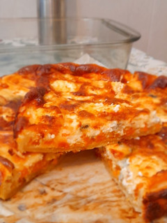 Una foto de Quiche de calabaza, gorgonzola y rulo de cabra