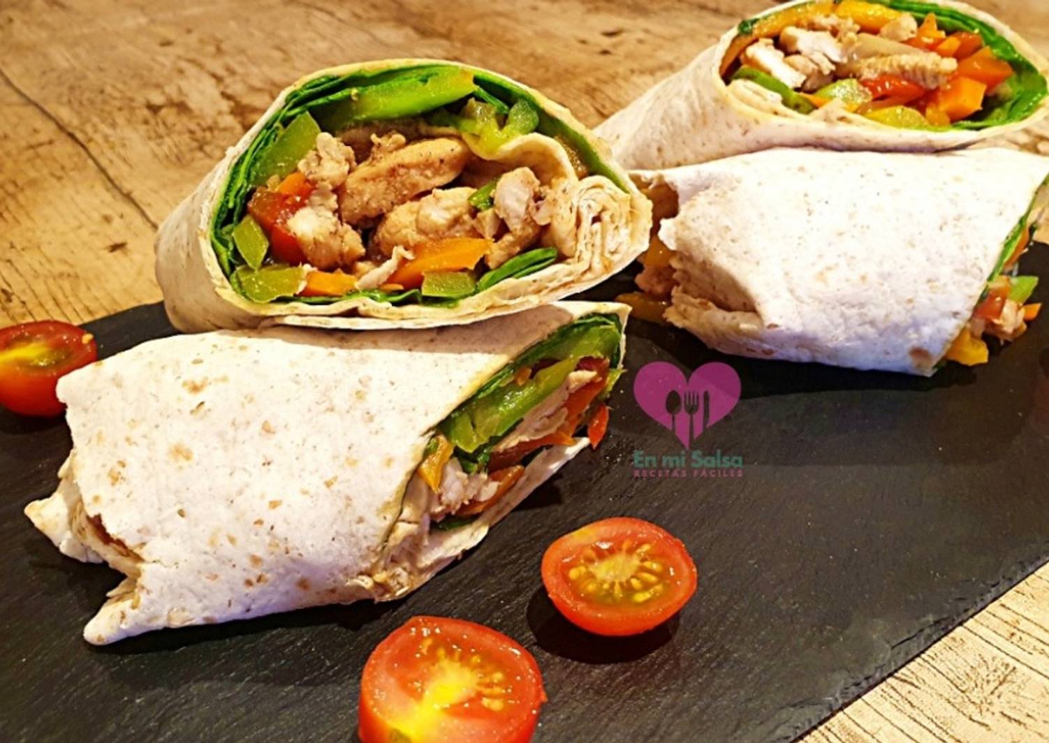 Wrap de pollo con verduras ¡Saludable! Receta de Belén "En Mi Salsa
