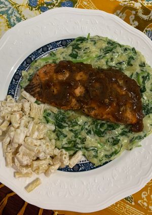 Foto resep Salmon Steak with Creamy Spinach