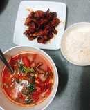 Thịt kho tiêu- canh thịt bò cà chua