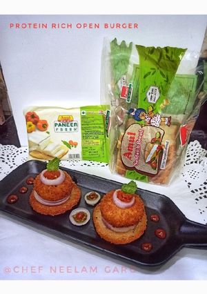 प्रोटीन से भरपूर ओपन बर्गर (Open burgar recipe in Hindi) रेसिपी मुख्य फोटो