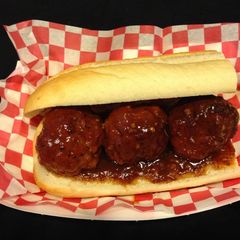 BBQ meatball subs A picture of BBQ meatball subs.