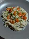 Spaghetti con camarones