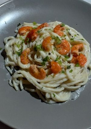 Una foto de Spaghetti con camarones
