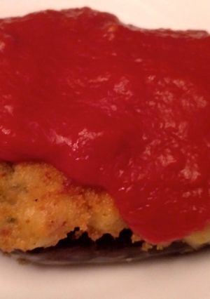 Una foto de Berenjena rellena o croquetón de berenjena