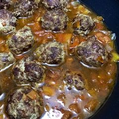 A picture of Hamburger Meatballs in Soy Sauce.