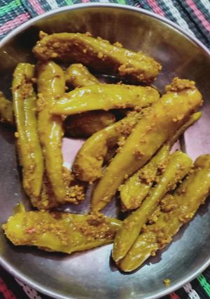A picture of Green chilli pickle.