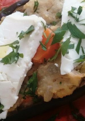 Foto principal de Berenjenas rellenas con puré de garbanzos enriquecidas con Agua de Mar