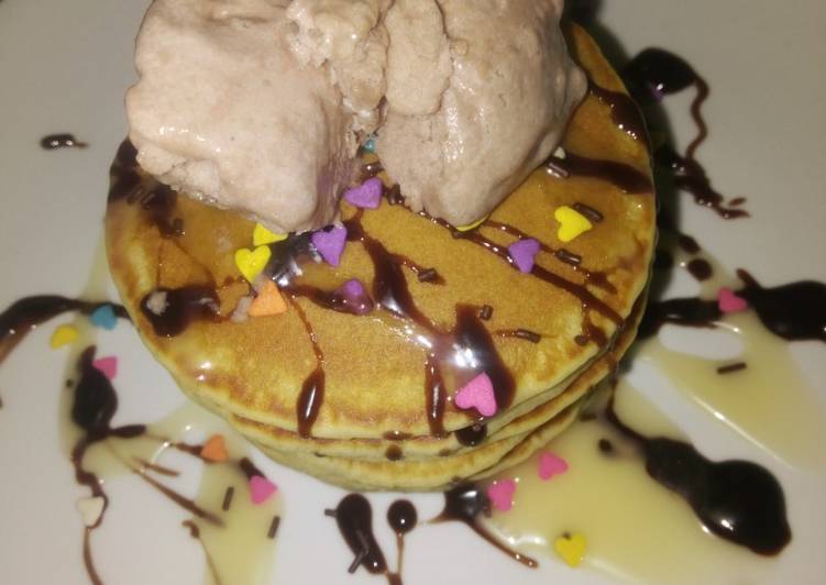 Pancake with ice cream milo #Seninsemangat