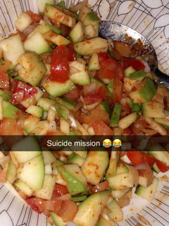 A picture of Kawada cucumber,tomato, onion.