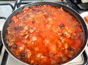 A picture of spaghetti with ground beef