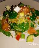 Овочевий салат з горбушою, авокадо та дайконом🤤/Vegetable salad with red fish, avocado and daikon