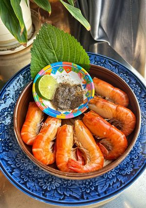 Hình của món Tôm Càng Lúa Nướng Mọi.