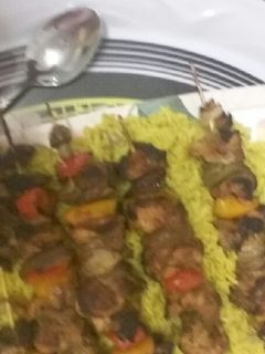 صورة لوصفة شيش طاووق مع الارز البسمتي