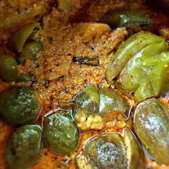 A picture of Vangi shimla mirch masala bhaji.