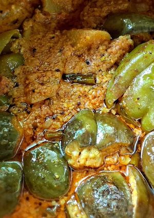 A picture of Vangi shimla mirch masala bhaji.