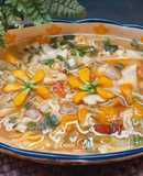 Canh bắp cải bông điên điển nấu thịt vai xay