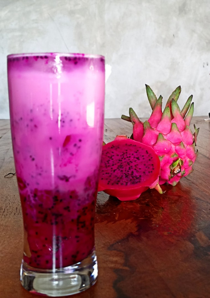 Foto resep Es buah naga dan susu