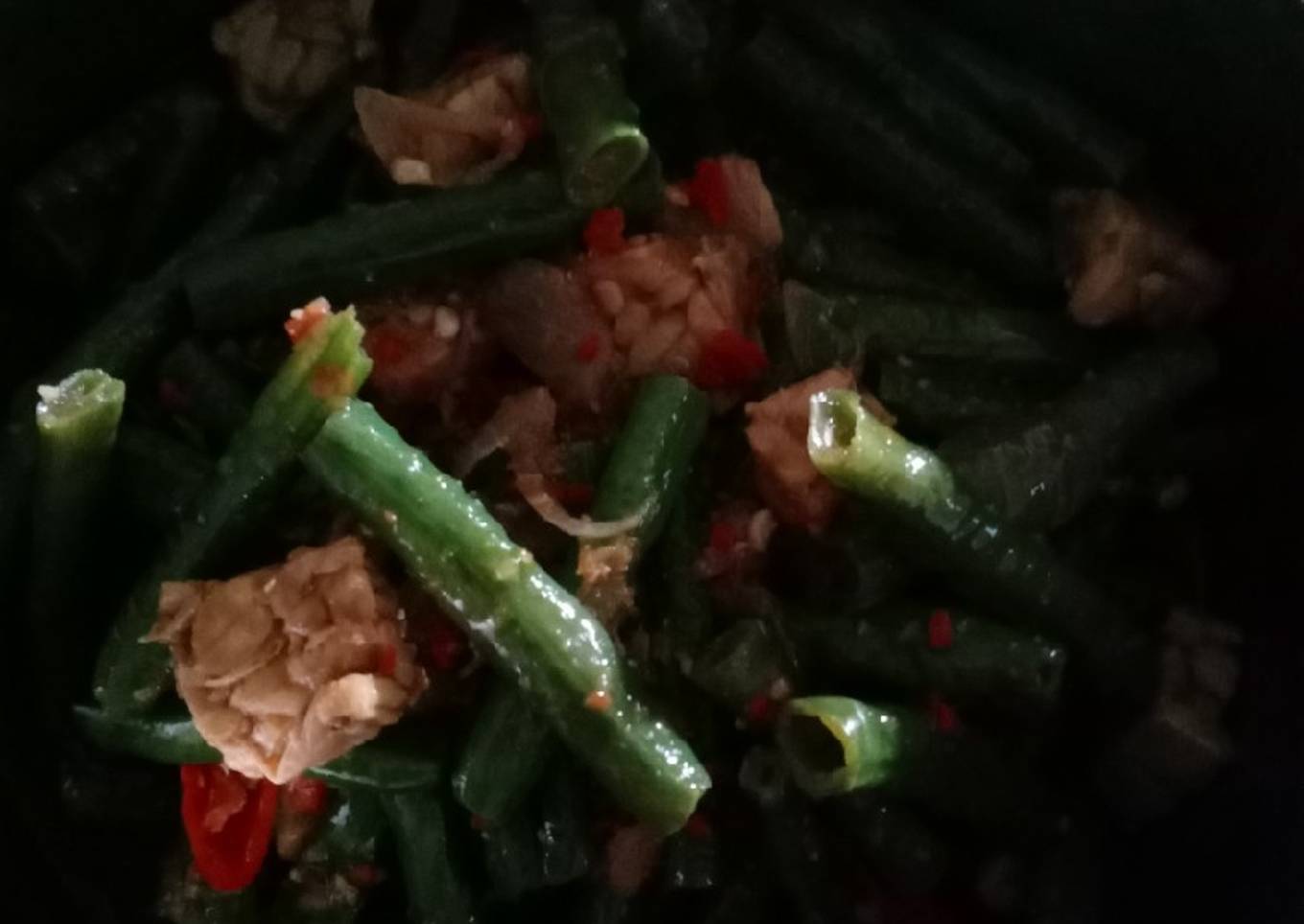 Tumis tempe kacang panjang