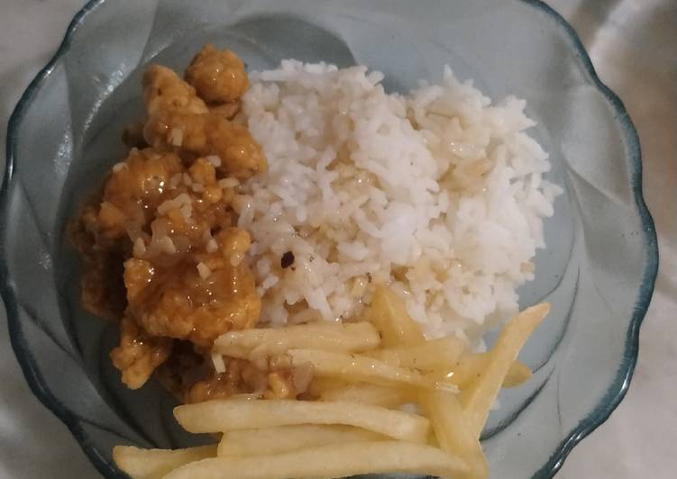 Cara Gampang Membuat Rice Bowl Chicken Steak, Lezat