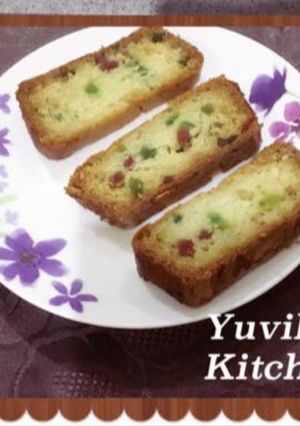 A picture of Eggless Tutti Fruity Cake.