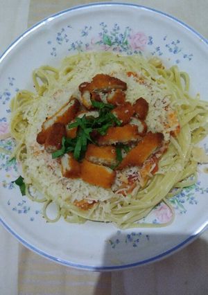 Foto resep Cheese Tomato Fettucine with Nugget